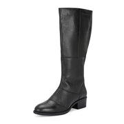 Women Premium Leather Zipper Boots (W-DreamGirl-97-Black)