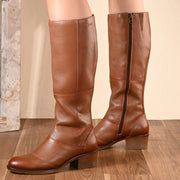 Women Premium Leather Zipper Boots (W-DreamGirl-97-Tan)