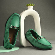 Women Premium Leather Neon Green Formal Slip On Flexible Loafer (W-Flexy-08-NeonGreen)