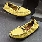 Women Premium Leather Yellow Formal Slip On Flexible Loafer (W-Flexy-08-Yellow)
