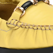 Women Premium Leather Yellow Formal Slip On Flexible Loafer (W-Flexy-08-Yellow)