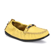 Women Premium Leather Yellow Formal Slip On Flexible Loafer (W-Flexy-08-Yellow)