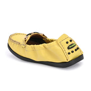 Women Premium Leather Yellow Formal Slip On Flexible Loafer (W-Flexy-08-Yellow)