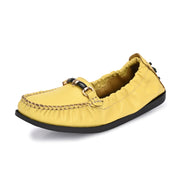 Women Premium Leather Yellow Formal Slip On Flexible Loafer (W-Flexy-08-Yellow)
