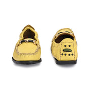 Women Premium Leather Yellow Formal Slip On Flexible Loafer (W-Flexy-08-Yellow)