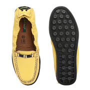 Women Premium Leather Yellow Formal Slip On Flexible Loafer (W-Flexy-08-Yellow)