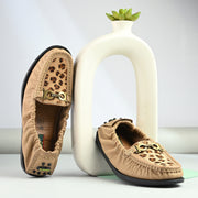 Women Premium Leather Beige Formal Slip On Loafer (W-Flexy-10-Beige)