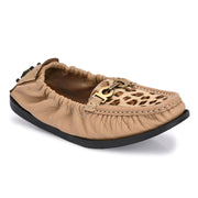 Women Premium Leather Beige Formal Slip On Loafer (W-Flexy-10-Beige)