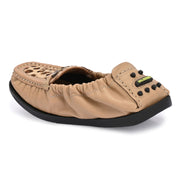 Women Premium Leather Beige Formal Slip On Loafer (W-Flexy-10-Beige)