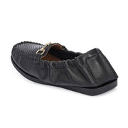 Women Premium Leather Black Formal Slip On Flexible Loafer (W-Flexy-12-Black)