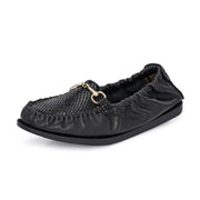 Women Premium Leather Black Formal Slip On Flexible Loafer (W-Flexy-12-Black)