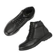 Women Premium Leather Side Zipper Ankle Boots (W-HR-75-BLACK)