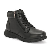 Women Premium Leather Side Zipper Ankle Boots (W-HR-75-BLACK)