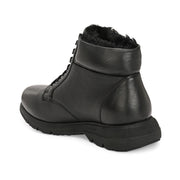 Women Premium Leather Side Zipper Ankle Boots (W-HR-75-BLACK)