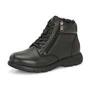Women Premium Leather Side Zipper Ankle Boots (W-HR-75-BLACK)