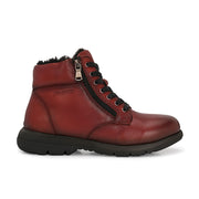Women Premium Leather Side Zipper Ankle Boots (W-HR-75-BORDO)