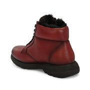 Women Premium Leather Side Zipper Ankle Boots (W-HR-75-BORDO)