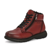 Women Premium Leather Side Zipper Ankle Boots (W-HR-75-BORDO)