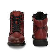 Women Premium Leather Side Zipper Ankle Boots (W-HR-75-BORDO)