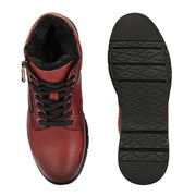 Women Premium Leather Side Zipper Ankle Boots (W-HR-75-BORDO)