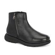 Women Premium Leather Dual Side Zipper Ankle Boots (W-HR-80-BLACK)
