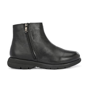 Women Premium Leather Dual Side Zipper Ankle Boots (W-HR-80-BLACK)