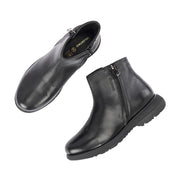 Women Premium Leather Dual Side Zipper Ankle Boots (W-HR-80-BLACK)