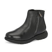 Women Premium Leather Dual Side Zipper Ankle Boots (W-HR-80-BLACK)