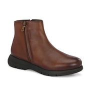 Women Premium Leather Dual Side Zipper Ankle Boots (W-HR-80-TAN)