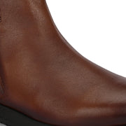 Women Premium Leather Dual Side Zipper Ankle Boots (W-HR-80-TAN)