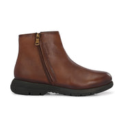 Women Premium Leather Dual Side Zipper Ankle Boots (W-HR-80-TAN)