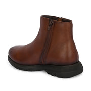 Women Premium Leather Dual Side Zipper Ankle Boots (W-HR-80-TAN)