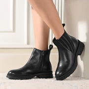 Women Premium Leather Side Zip Chelsea Boots (W-HR-85-BLACK)