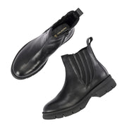 Women Premium Leather Side Zip Chelsea Boots (W-HR-85-BLACK)