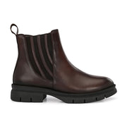Women Premium Leather Side Zip Chelsea Boots (W-HR-85-BROWN)