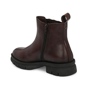 Women Premium Leather Side Zip Chelsea Boots (W-HR-85-BROWN)