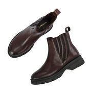 Women Premium Leather Side Zip Chelsea Boots (W-HR-85-BROWN)