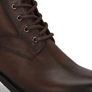 Women Premium Leather Side Zipper Block Heel Ankle Boots (W-HR-90-BROWN)