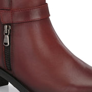 Women Premium Leather Side Zipper Ankle Boots (W-HR-95-BORDO)