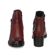 Women Premium Leather Side Zipper Ankle Boots (W-HR-95-BORDO)