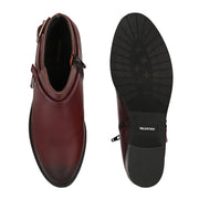 Women Premium Leather Side Zipper Ankle Boots (W-HR-95-BORDO)
