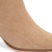 Women Premium Leather Side Zipper Block Heel Ankle Boots (W-HR-GRACIOUS-10-BEIGE)