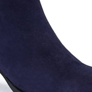 Women Premium Leather Side Zipper Block Heel Ankle Boots (W-HR-GRACIOUS-10-NAVY)