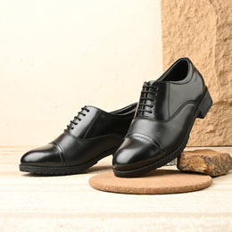 Women Premium Leather Police Oxford Shoes Black | Formal Lace-Up Duty Shoes | TPR Sole Anti-Slip | Comfortable Uniform Footwear for Female Officers (W-IPS-60-BLACK)