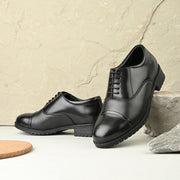 Women Premium Leather Police Oxford Shoes Black | Formal Lace-Up Duty Shoes | TPR Sole Anti-Slip | Comfortable Uniform Footwear for Female Officers (W-IPS-60-BLACK)