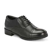 Women Premium Leather Police Oxford Shoes Black | Formal Lace-Up Duty Shoes | TPR Sole Anti-Slip | Comfortable Uniform Footwear for Female Officers (W-IPS-60-BLACK)