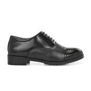 Women Premium Leather Police Oxford Shoes Black | Formal Lace-Up Duty Shoes | TPR Sole Anti-Slip | Comfortable Uniform Footwear for Female Officers (W-IPS-60-BLACK)
