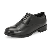 Women Premium Leather Police Oxford Shoes Black | Formal Lace-Up Duty Shoes | TPR Sole Anti-Slip | Comfortable Uniform Footwear for Female Officers (W-IPS-60-BLACK)