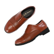 Women Premium Leather Police Oxford Shoes Tan | Formal Lace-Up Duty Shoes | TPR Sole Anti-Slip | Comfortable Uniform Footwear for Female Officers (W-IPS-60-POLICETAN)