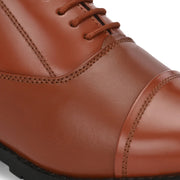 Women Premium Leather Police Oxford Shoes Tan | Formal Lace-Up Duty Shoes | TPR Sole Anti-Slip | Comfortable Uniform Footwear for Female Officers (W-IPS-60-POLICETAN)